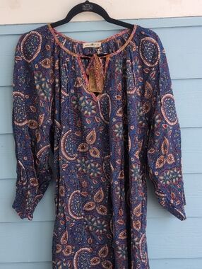 NATURAL LIFE NWT Blue Paisley Boho Tunic Dress